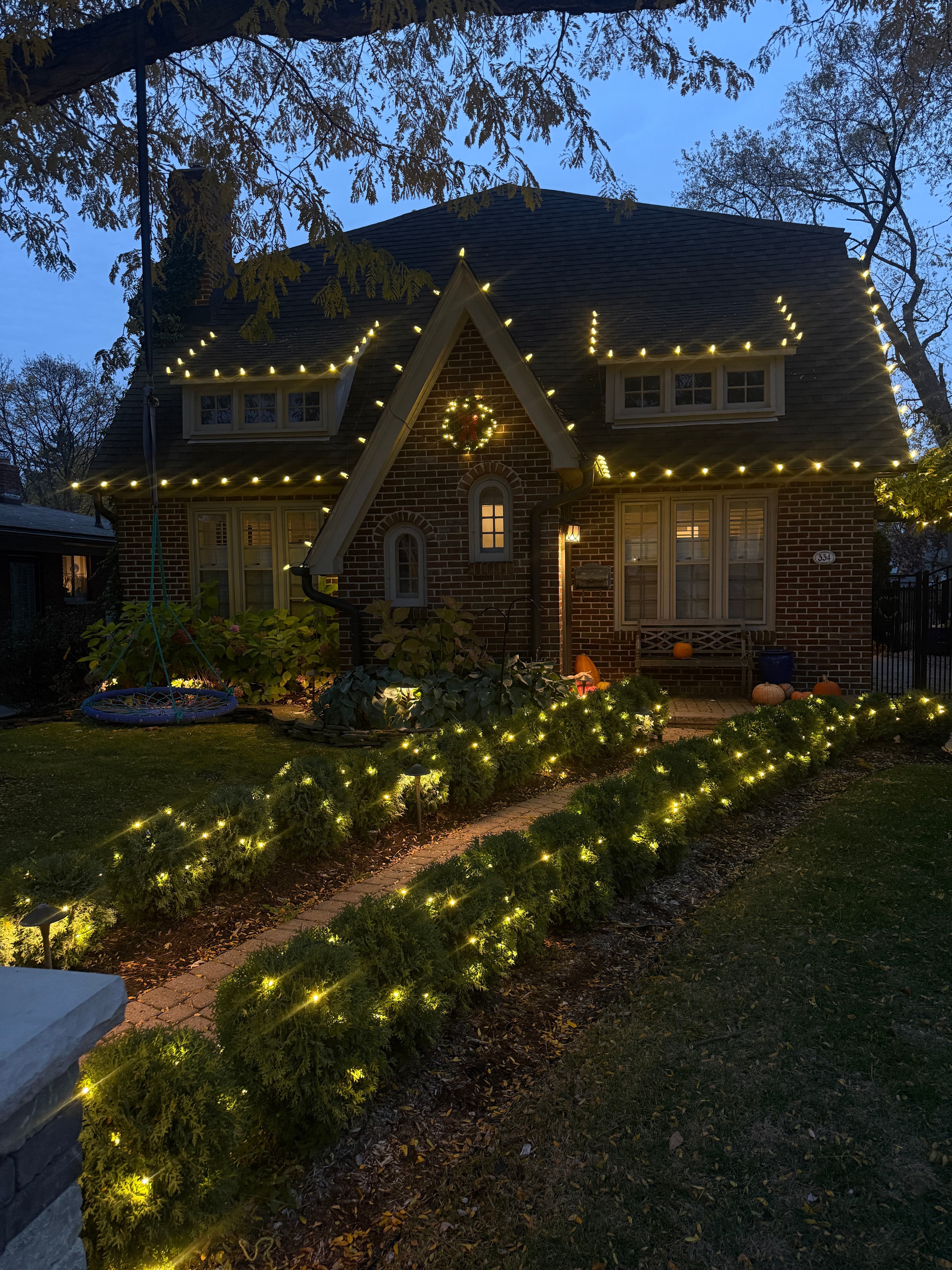 Completed holiday lighting display ready for the season
